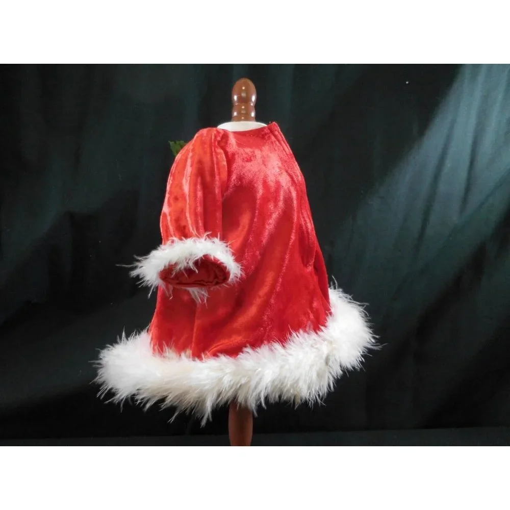 American Girl Bitty Baby red Dress White‎ flux fur trim Christmas Holiday 2000